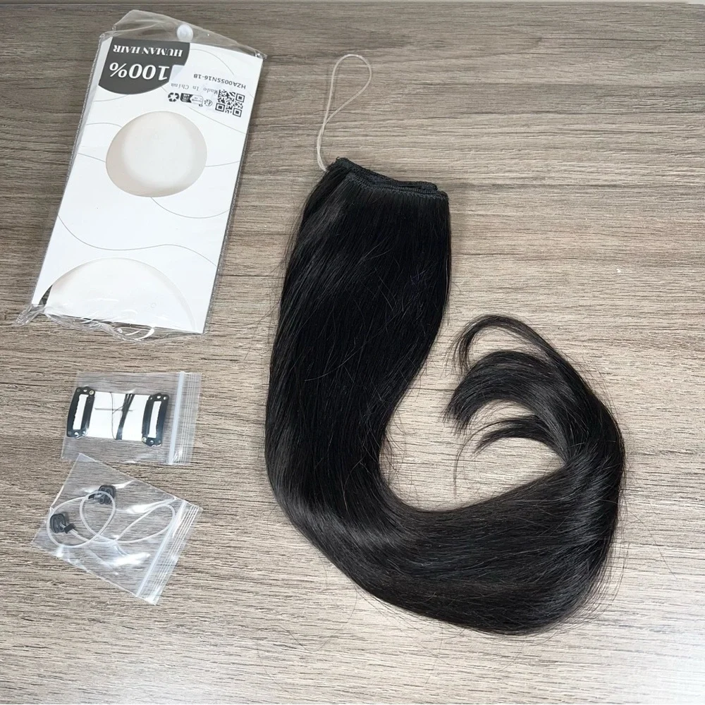 Natural Black Remy Human Hair 16 Inch Halo Hair Extensions